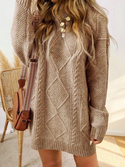 Kabel Truidjurk | Taupe met Ribgebreide Boorden